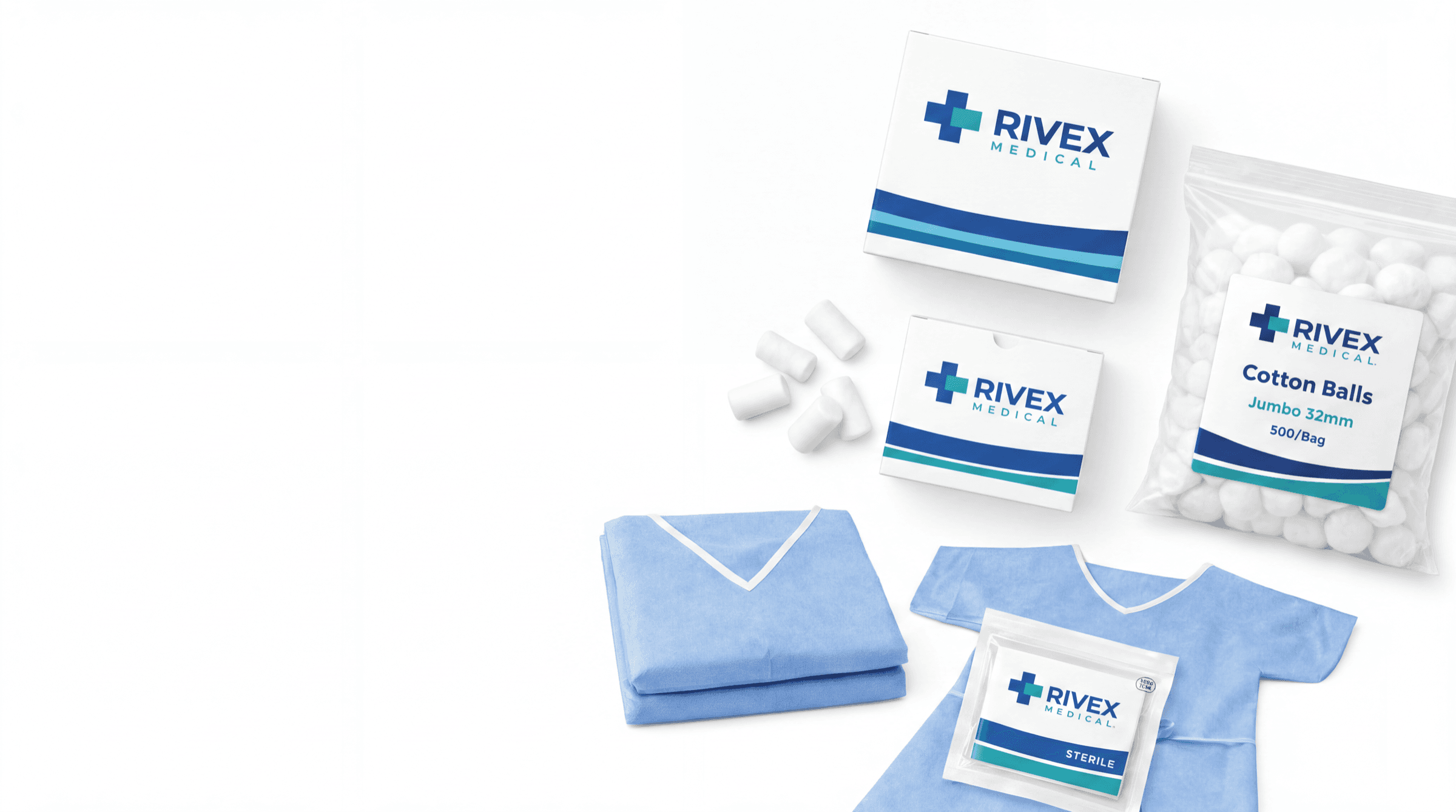 Rivex Medical supplies in a clinic supply room